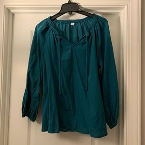 Old Navy Tie-Neck Dark Turquoise Top